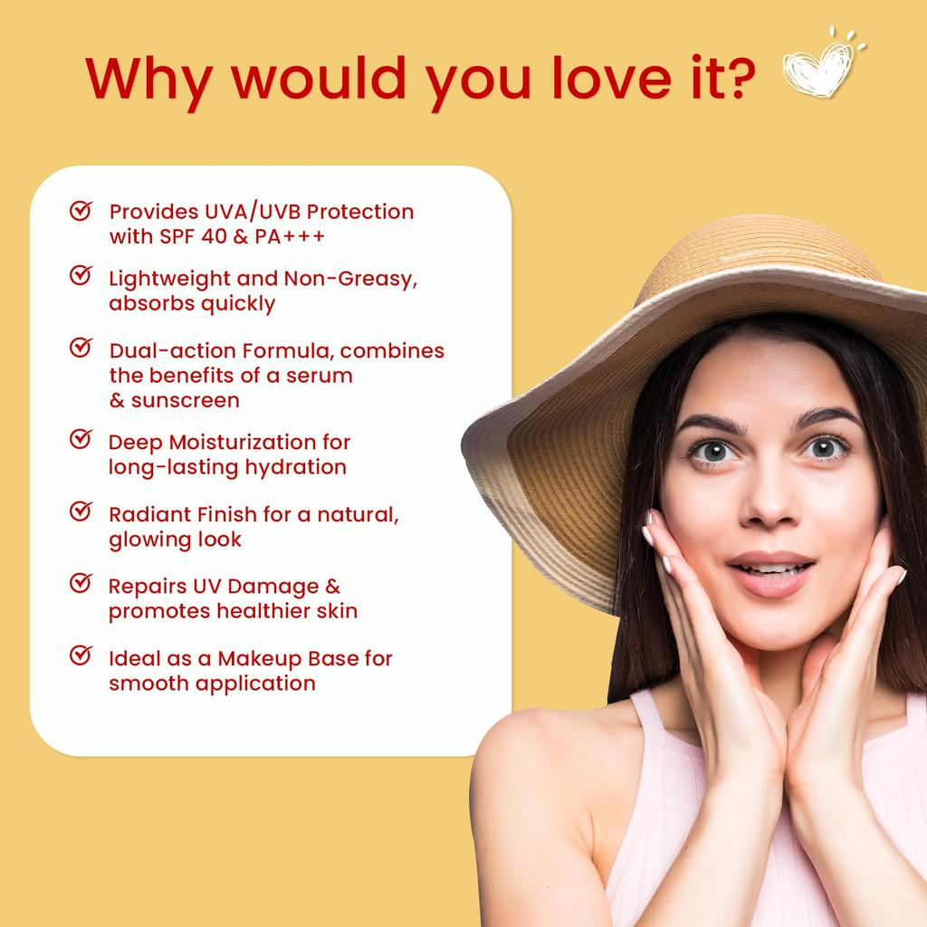 The Skin Story SPF 40 Invisible Sunscreen Serum | Radiant Protection | Lightweight & Non-Sticky | Vitamin E | For Women & Men | 30ml