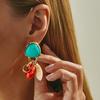 Light Luxury High-end Retro Ethnic Style Colorful Acrylic Pendant Stud Earrings Baroque Special-shaped Pearl Earrings Women