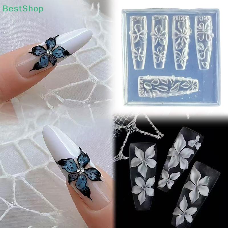 3D Silicone Nail Carving Mold Demon Flower Design Nail Art Decoration Transparent Manicure Template