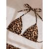 Leopard Print Swimwear Cover Ups String Halter Triangle Bikinis Mujer Sexy Swimsuits Women Bathing Suit 3 Piece Bikini Set