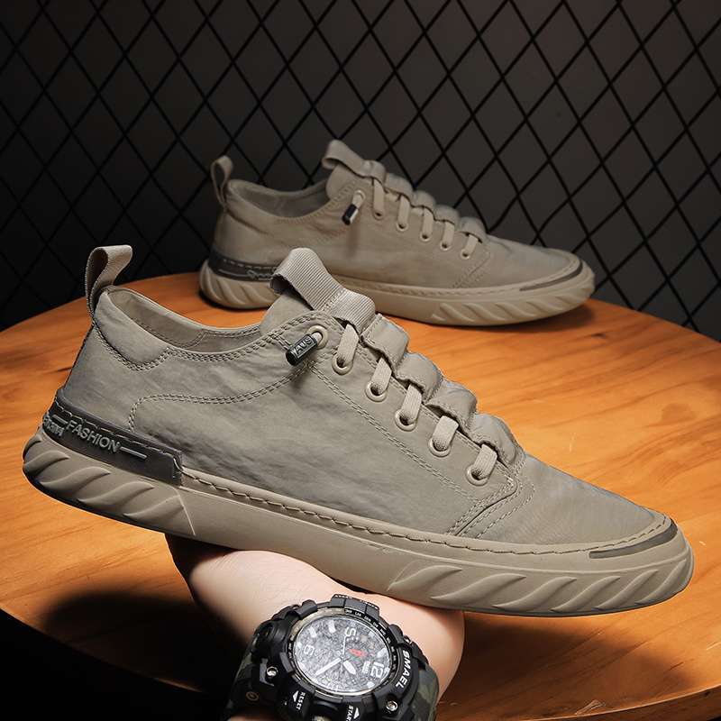 Canvas shoes men's 2025 summer men's shoes trend men's board shoes versatile casual shoes breathable deodorant ice silk cloth shoes