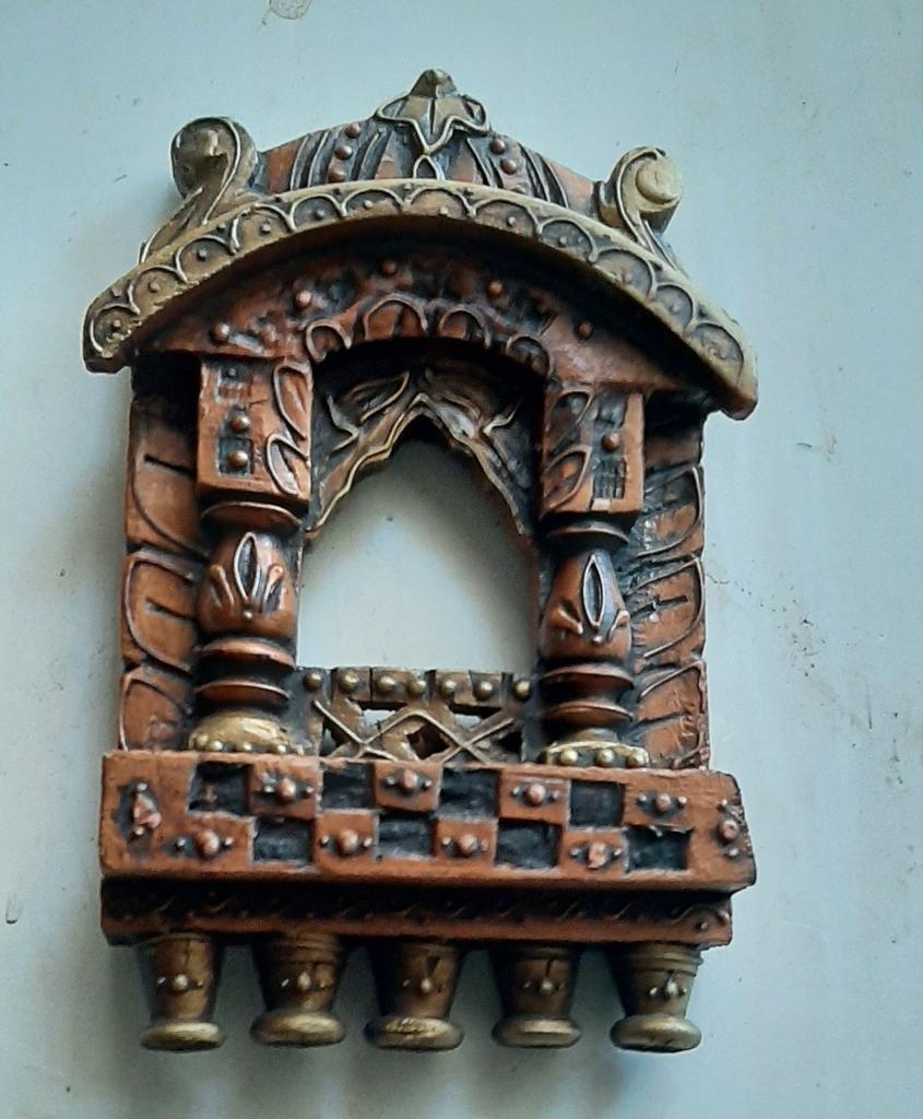 Handmade Wooden Jharokha: Rajasthani Mina Painted Wall Hanging