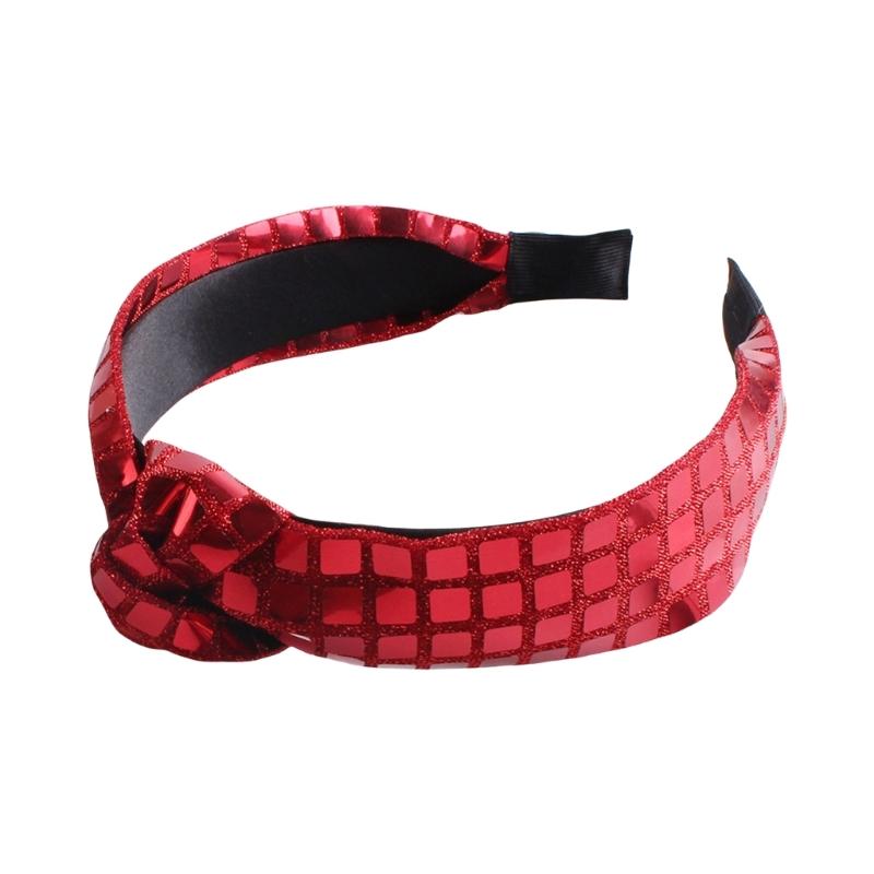 

Shining Sequined Headband for Adult Teens Knotted Hairband for Theme Event Glittering Hairband for Holiday Celebration червоний