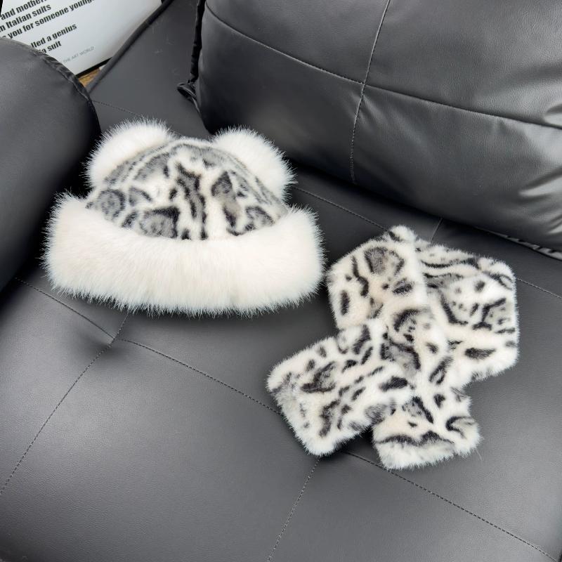 

Ретро леопардовый принт плюшевая монгольская шапка женская осенне-зимняя милая с медвежьими ушками утолщенная теплая из искусственного меха с защитой ушей шляпа-ведро hat circumference about 60cm
