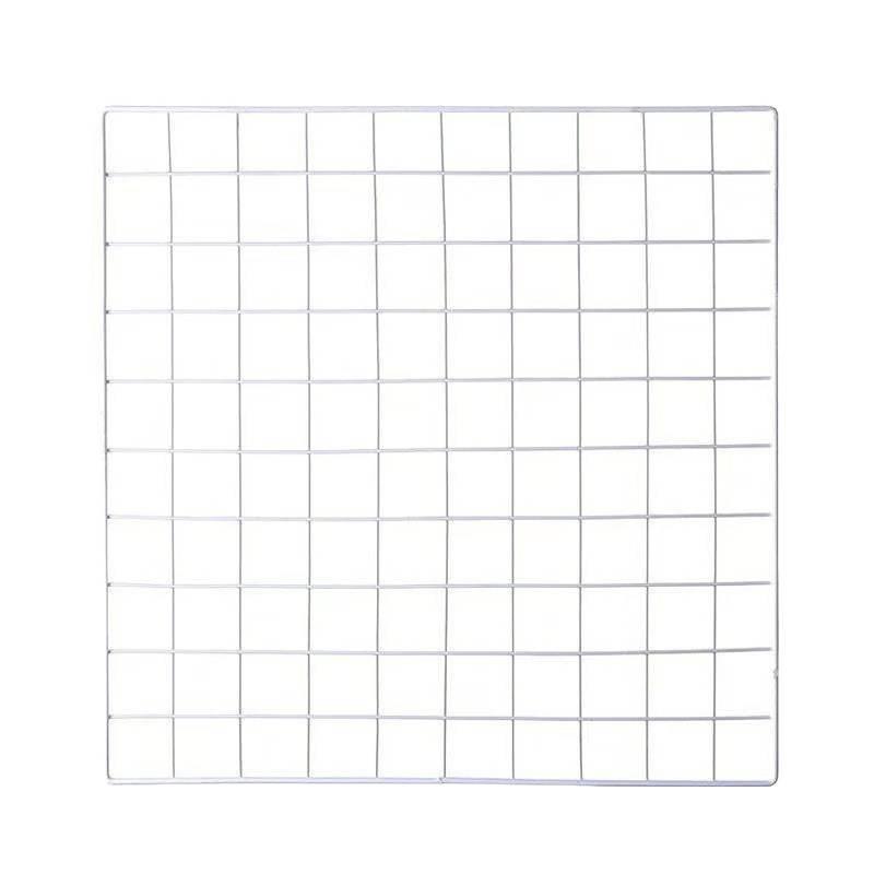 White Wire Mesh Grid Display Rack for Photos & Storage
