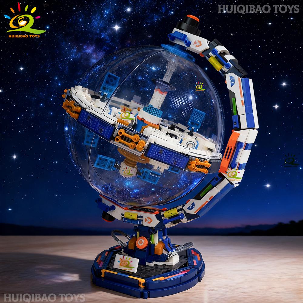 DIY Space Station Transparent Globe Astronomy Model Construction Blocks Technology Bricks Ornament Playthings designed for Adult Present
