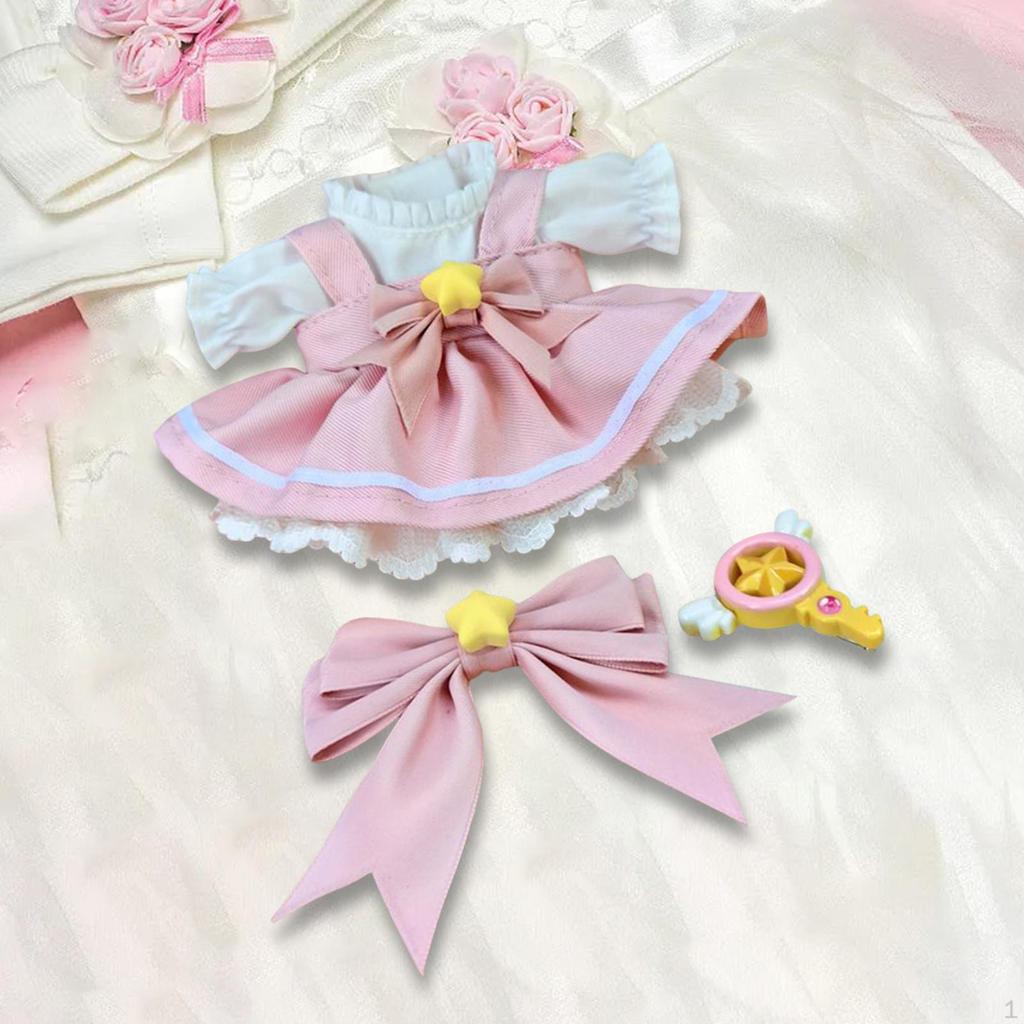 4 Pieces Fashion Dolls Dress Suit with Bow Tie, Doll Clothes Costume for 17cm up