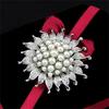 Vintage Silver Plated Imitation Pearl Beads Flower Brooch For Wedding Gift