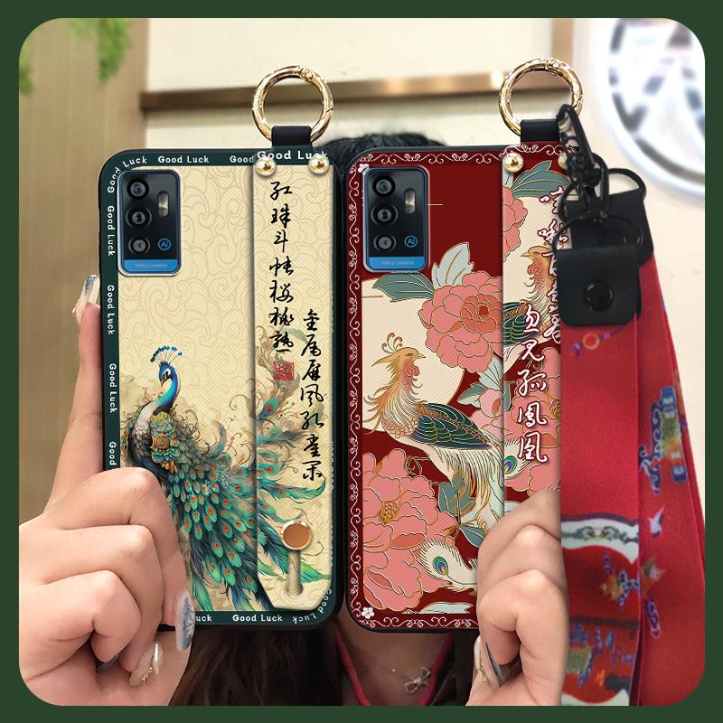 Schutzhülle im chinesischen Stil für ZTE Blade A71 Handschlaufe Armband Stoßfestes Silikon Wasserdicht Anti-Stoß