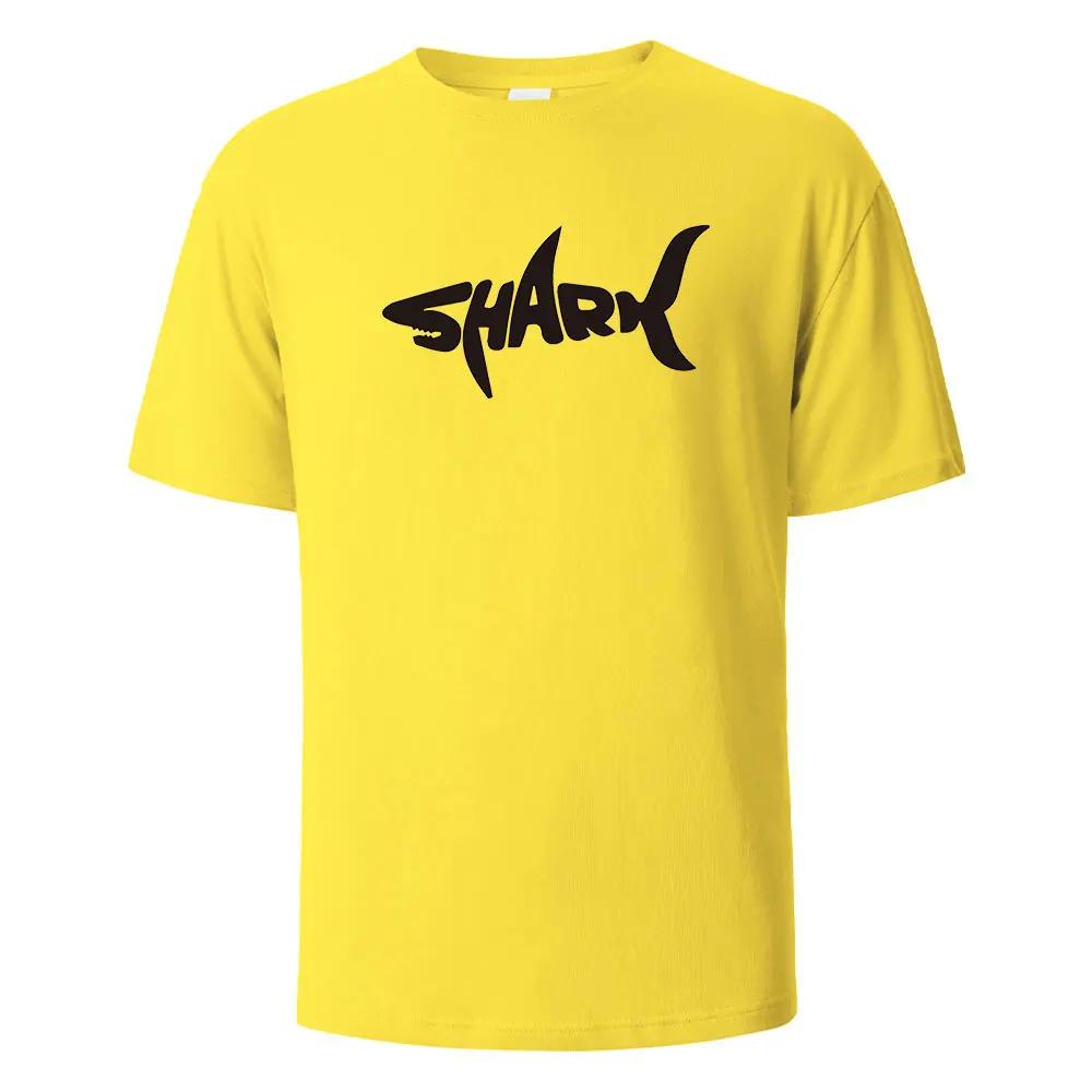 Fashion Shark Print T-shirt 100% Cotton Summer Casual T-shirt Men's Casual Top