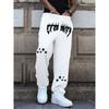 Pantalon décontracté de sport pour homme avec lettres flammes uniques et imprimé cinq étoiles, confortable, respectueux de la peau et respirant