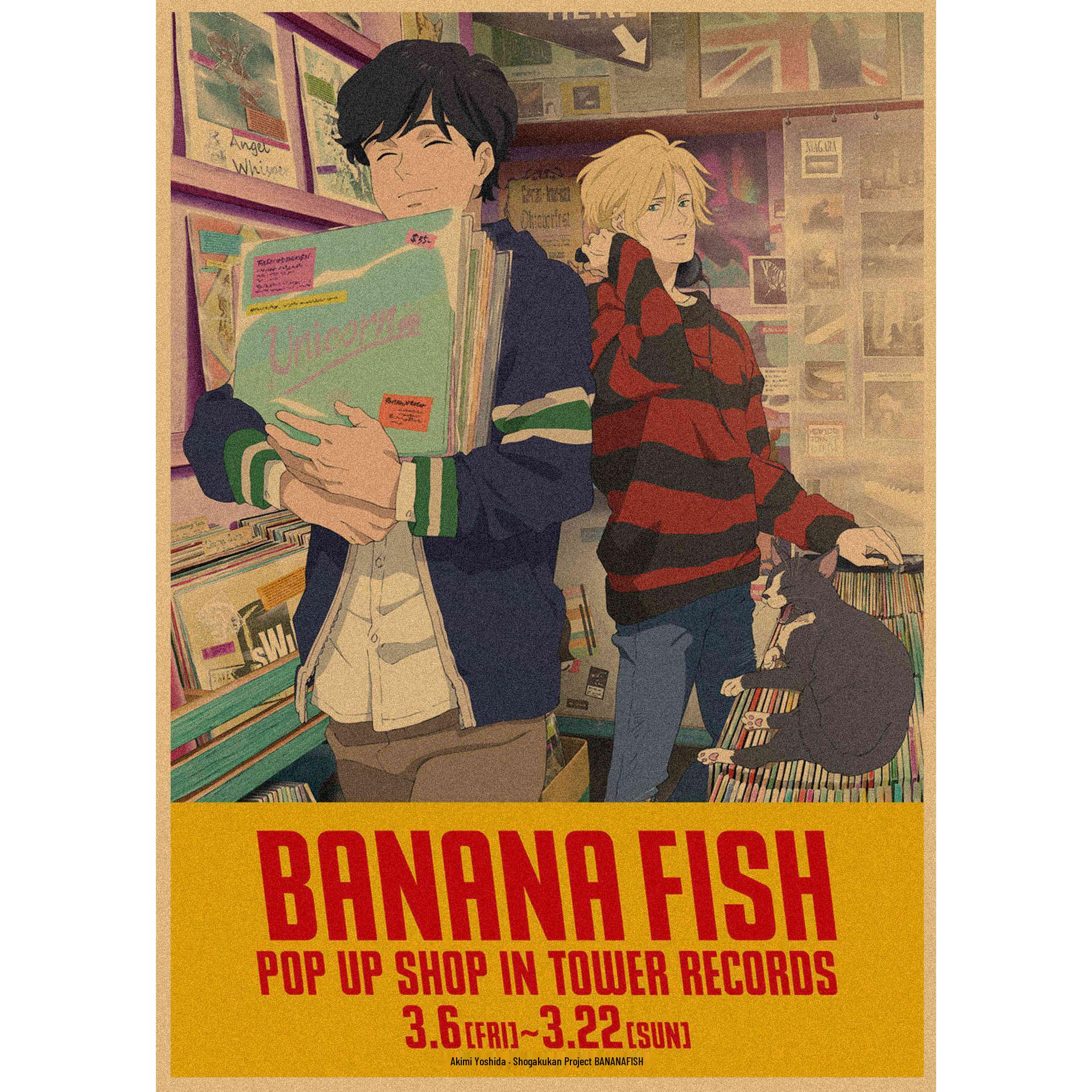 

BANANA FISH Retro Kraft Paper Poster - Japanese Anime Battle Royale Wall Art Mural 29.7X42cm (A3 size)