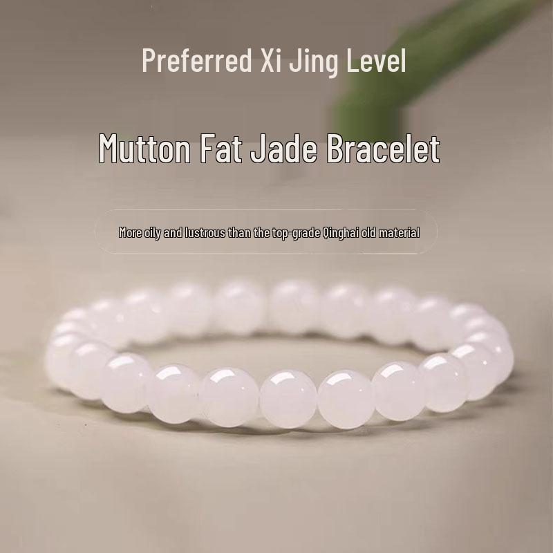 Genuine Hetian White Jade Beads for DIY Bracelet Making 6mm