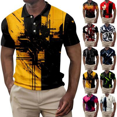 Camisa de golfe estampada de verão masculina, camiseta de manga curta, camisa casual da moda masculina