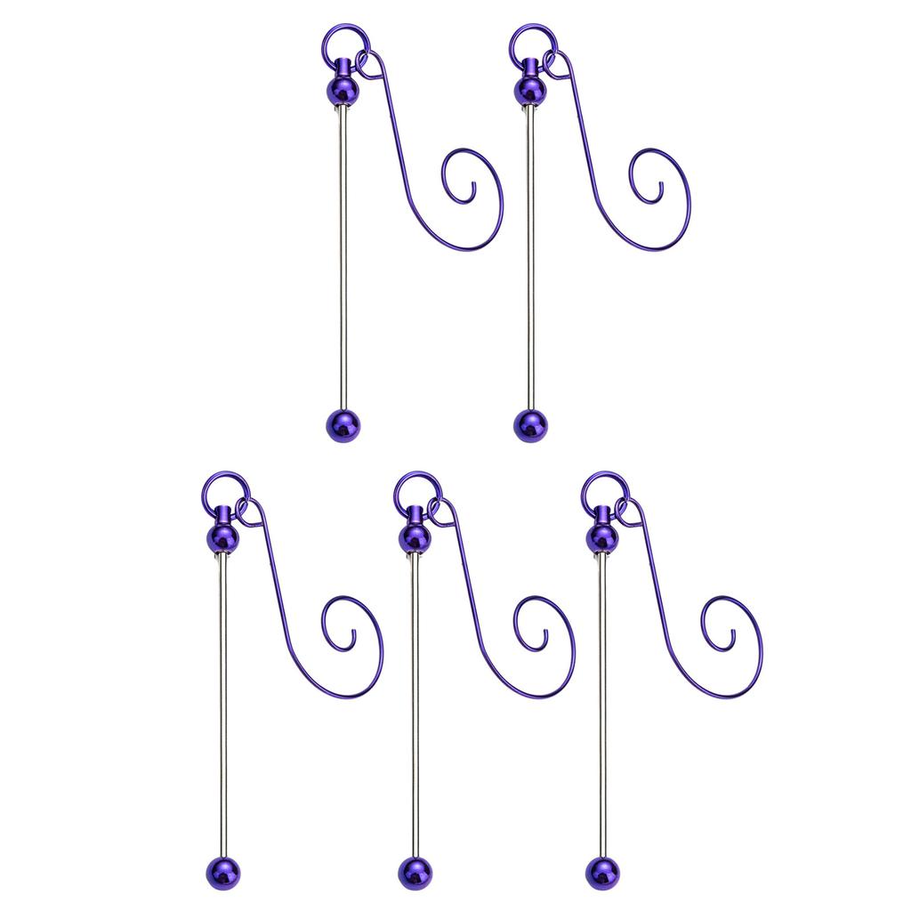 5 Pieces Colorful Metal Hanging Hooks for Christmas Ornament and Craft Projects Beadable Hangers Jewelry Accessories