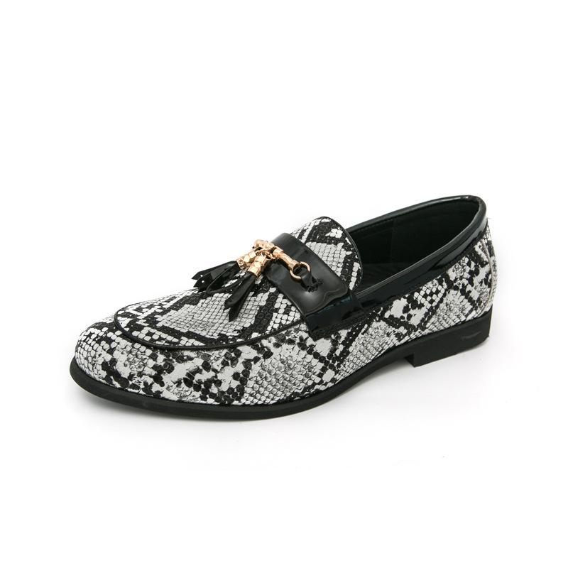 

Мужская обувь большого размера, обувь-бини с бахромой с рисунком змеи, мужские кожаные туфли на одной педали, мужские лоферы на весну и осень 46 белый