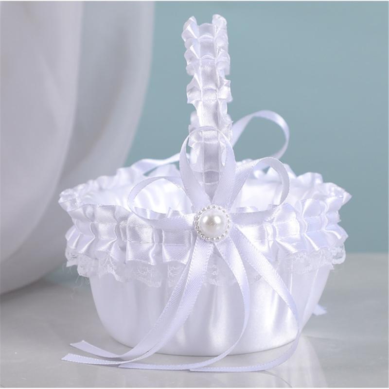 Fabric Wedding Flower Basket European Styles Petal Scattering Basket with Comfortable Grip For Flower Girls Formal Event
