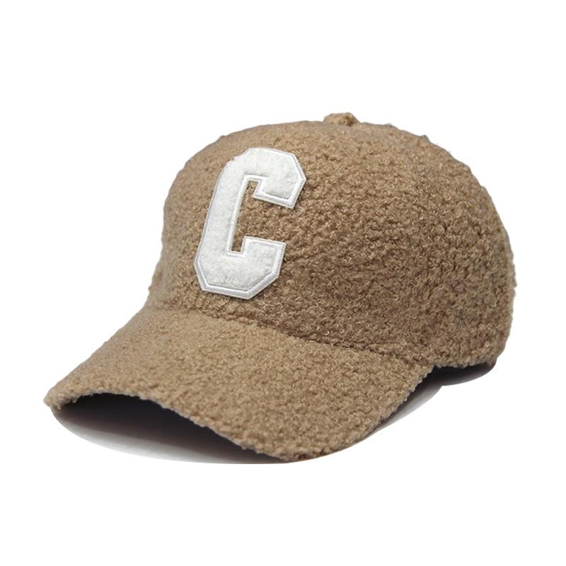 Herbst Winter Neu Warm Halten Lammwolle Basebll Kappen Buchstabe C Stickerei Snapback Hüte Für Frauen Männer