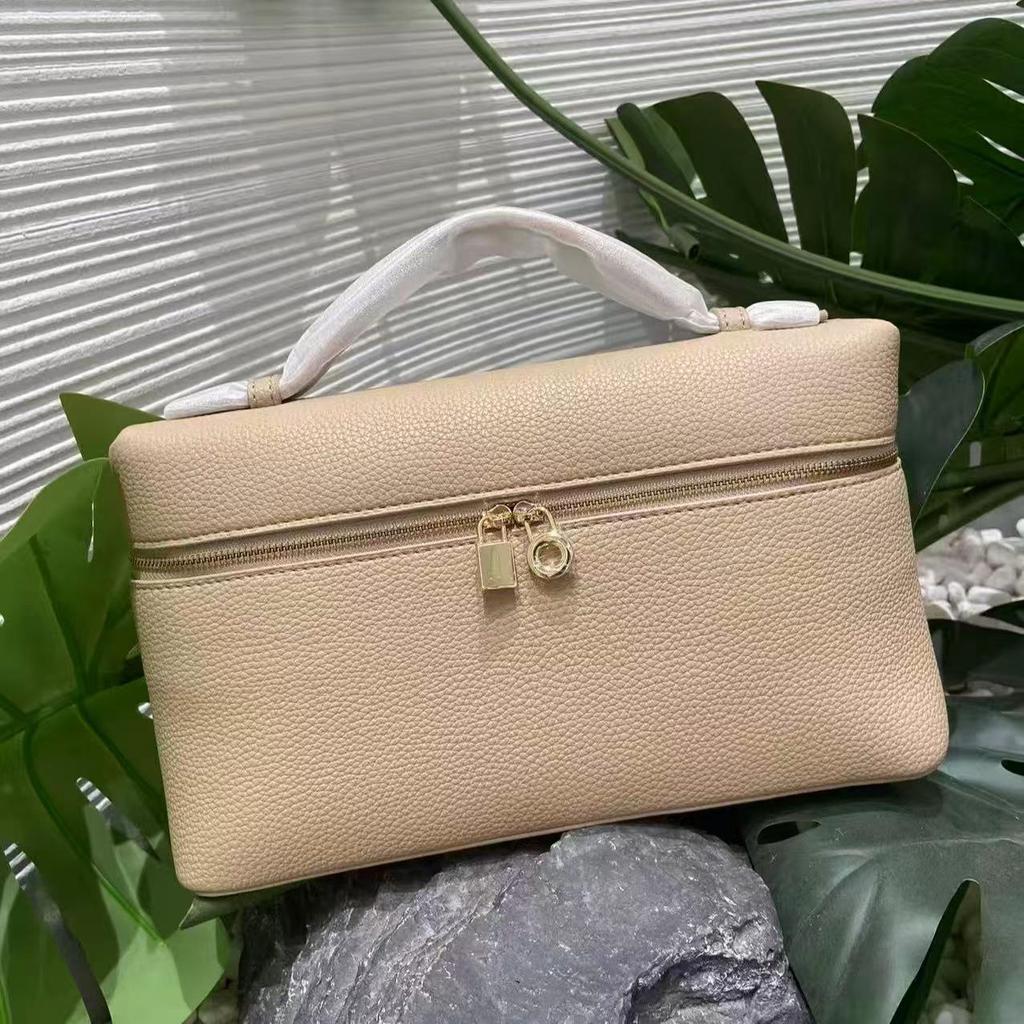Italian Lychee Pattern Gold Buckle Crossbody Handbag, Top Grain Cowhide LP27 Lunch Box Bag