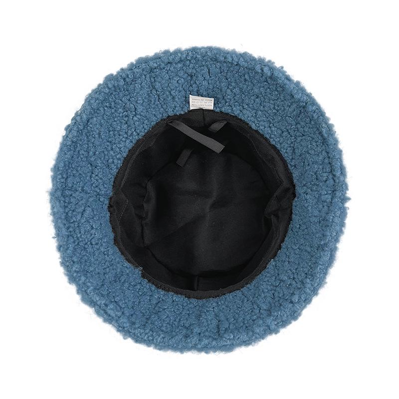 Women's Winter Lambswool Bucket Hat – Japanese Trend, Fleece-Lined, Thick and Solid Color
