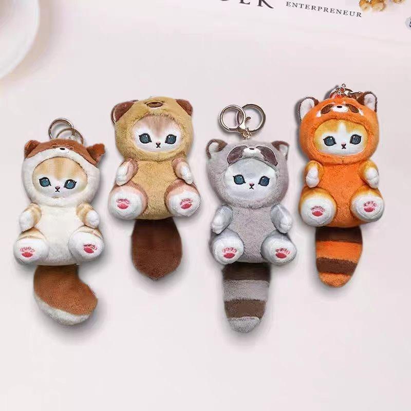 2025 New Drag Raccoon Shark Panda Bag Pendant Plush Keychain Toy Cute Doll Plush Keychain Keychain Cute Plush Keychain