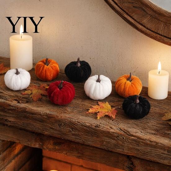 Plush Pumpkin Decor for Fall 20 PCS Velvet Decorative Ornaments, Multi-Color Artificial Harvest Pumpkins Home Mantel Table Shelf, Farmhouse