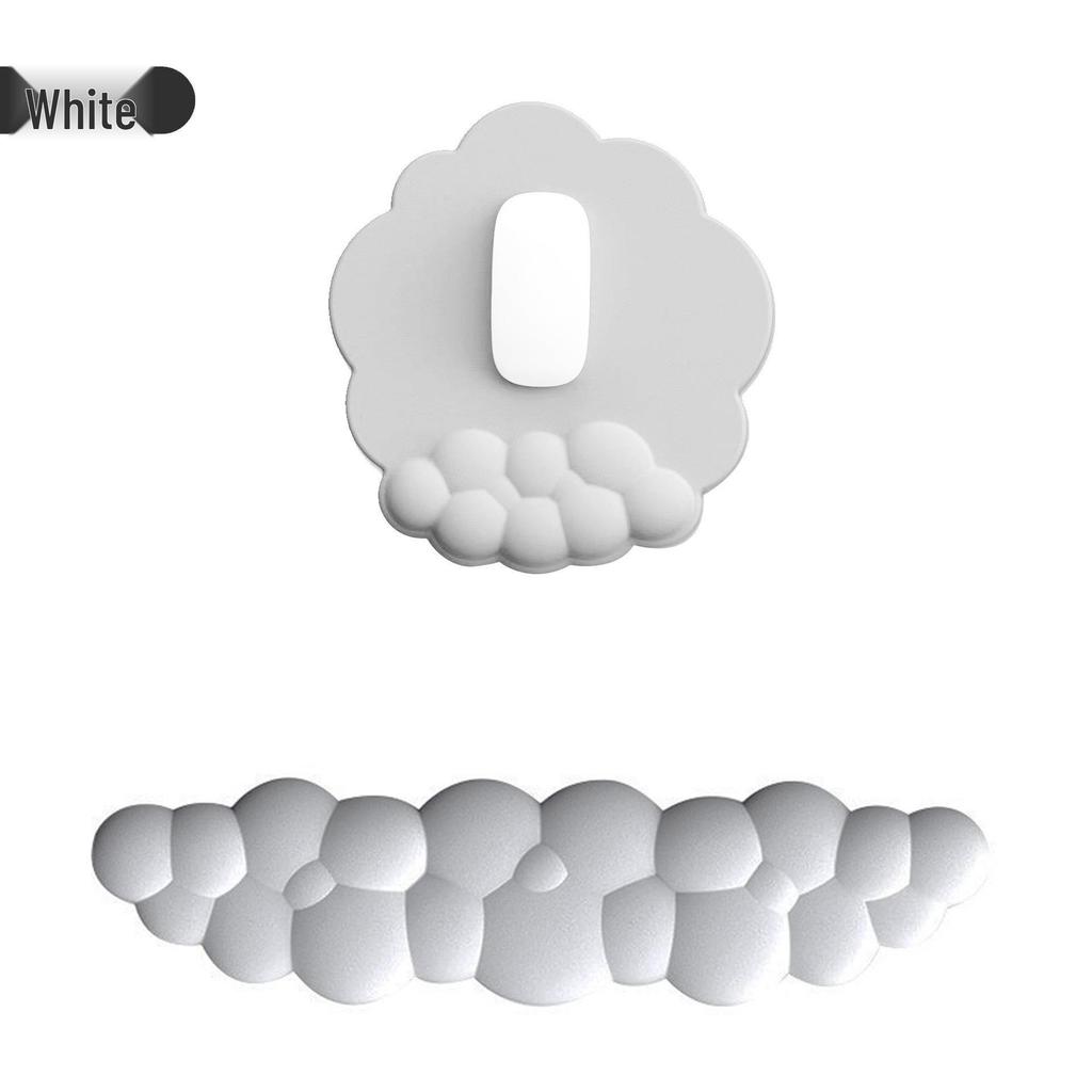 Cloud Leather Mouse Pad & Memory Foam Wrist Rest - Non-Slip Silicone Keyboard Support