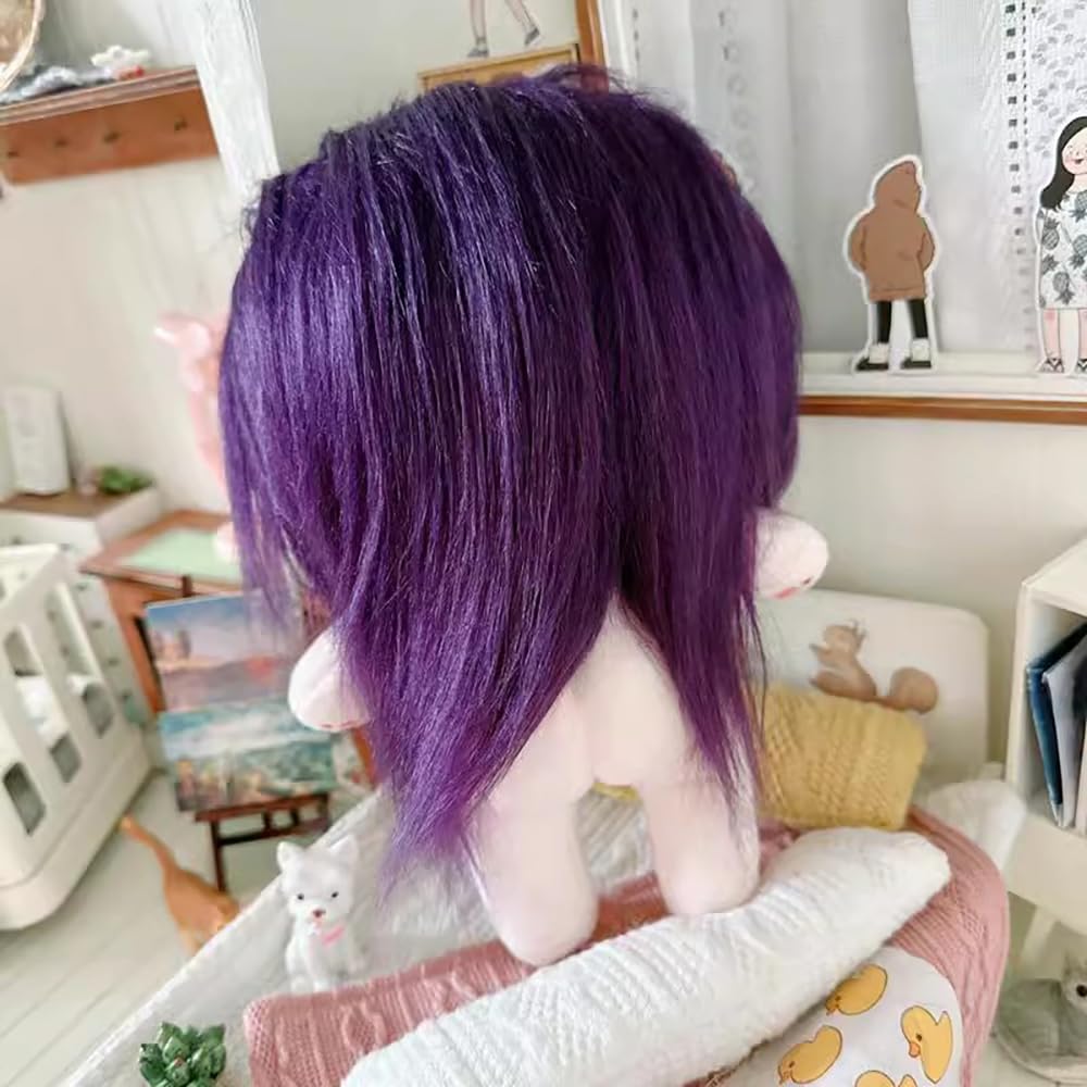 niannyyhouse 20cm Plush Girl Purple Fried Hair Black Hair No Attributes Normal Body Doll Cotton Doll Skeletons Dress-Up (2 Included)