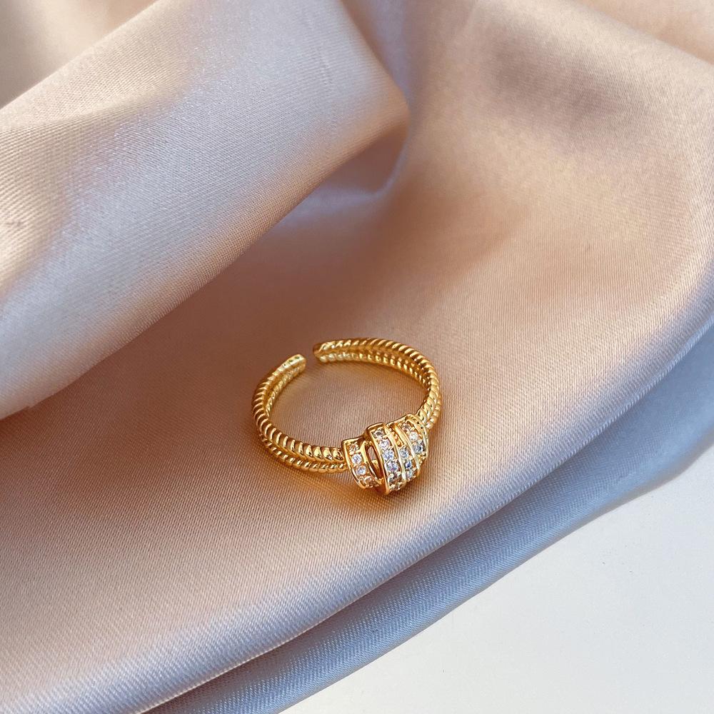 

Двухслойное кольцо-обертка с бриллиантами: Стильный, Универсальный, Европейский и Американский Дизайн, Позолоченная Медь