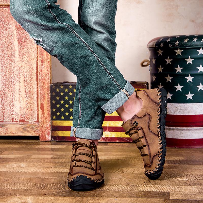 Duże rozmiary męskie obuwie Modne męskie skórzane buty Ręcznie robione skórzane buty