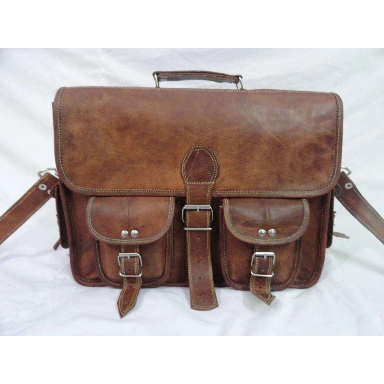 

Новая мужская сумка-мессенджер через плечо из натуральной винтажной кожи для ноутбука 15 x 11 x 4 in