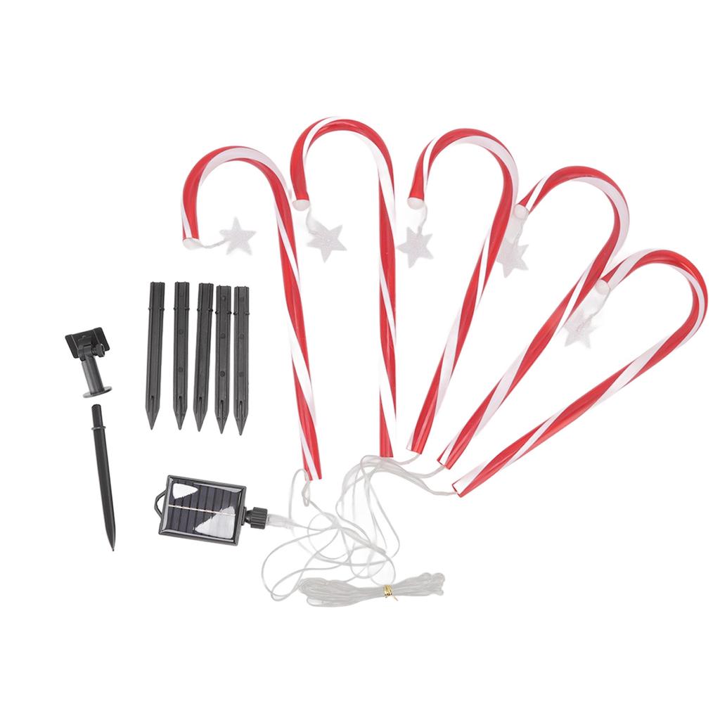 Xmas Candy Cane Lights 1 for 5 IP65 Water Resistant 8 Modes 500mAh Battery Candy Cane Pathway