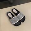 Thick-soled Slippers for Women's Outer Wear Summer New Mesh Square Head One-word Sandals Soft Flat-bottomed Seaside Vacation Beach Sandals