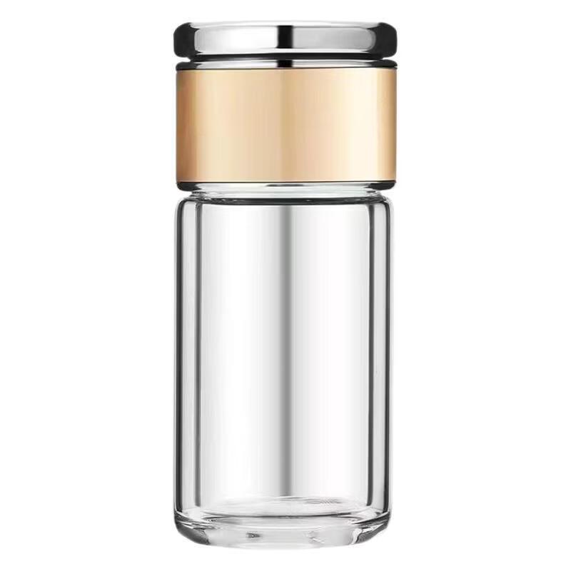 OLOEY Portable Double-Layer Tea Infuser Glass Cup