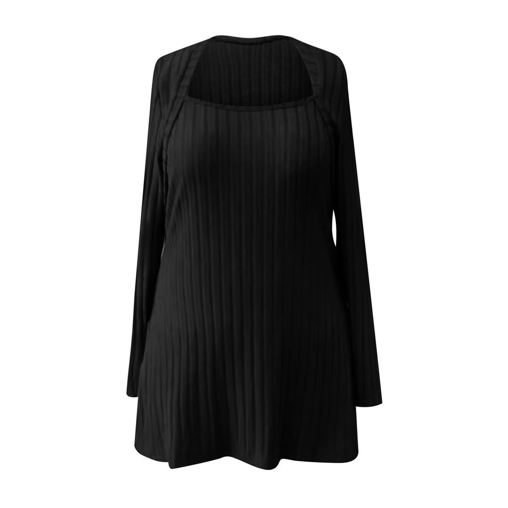 Women's Casual Fashion Square Neck Long Sleeve Slit Top