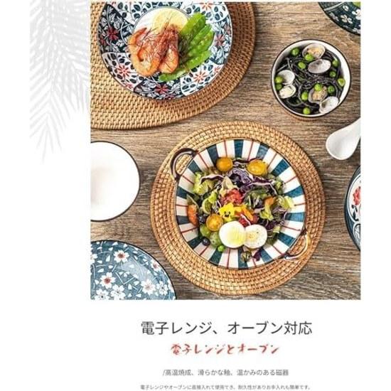 Japanese Tableware Set 5 Rice Bowls Ceramic Microwave Dishwasher Safe Cute Pattern Design Gift Box Included