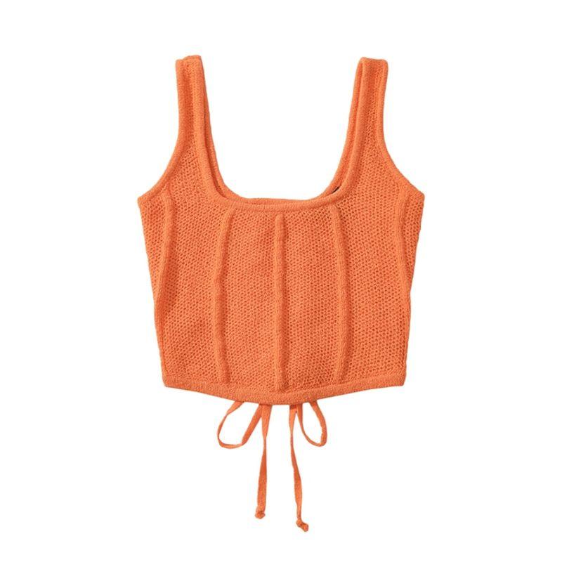 Za2025 Summer New Women clothes Versatile Slimming Sexy Navel Short Knitted Sling Sleeveless Vest Top