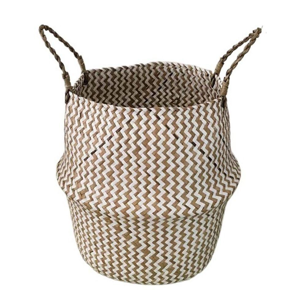 

Складные полосатые плетеные корзины для хранения, кашпо с волнистым узором, садовые горшки ручной работы белый