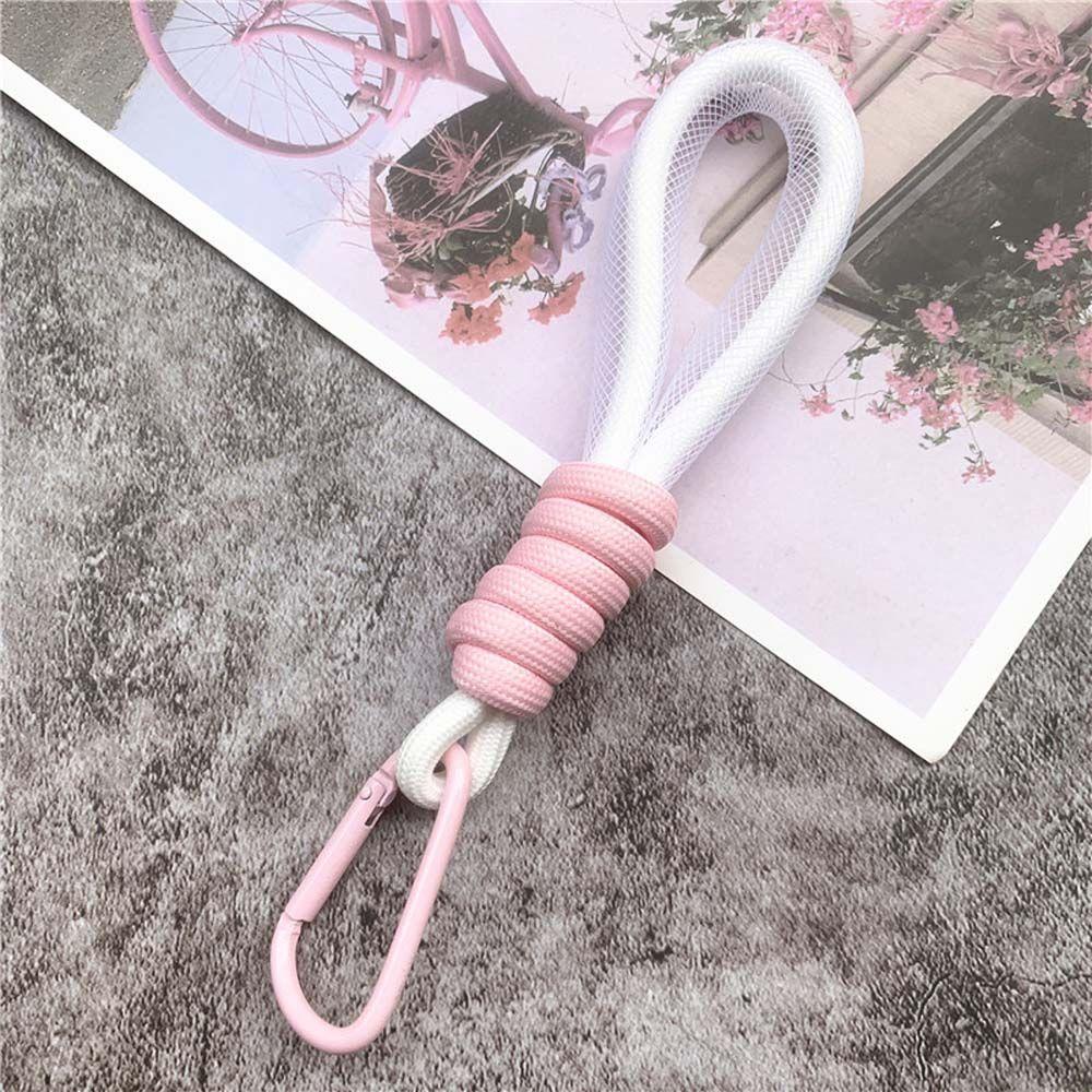 

Trousers Accessories Lanyard Braided Strips Keycord Phone Strap Mesh Lanyard Keychains Key Rings рожевий/білий
