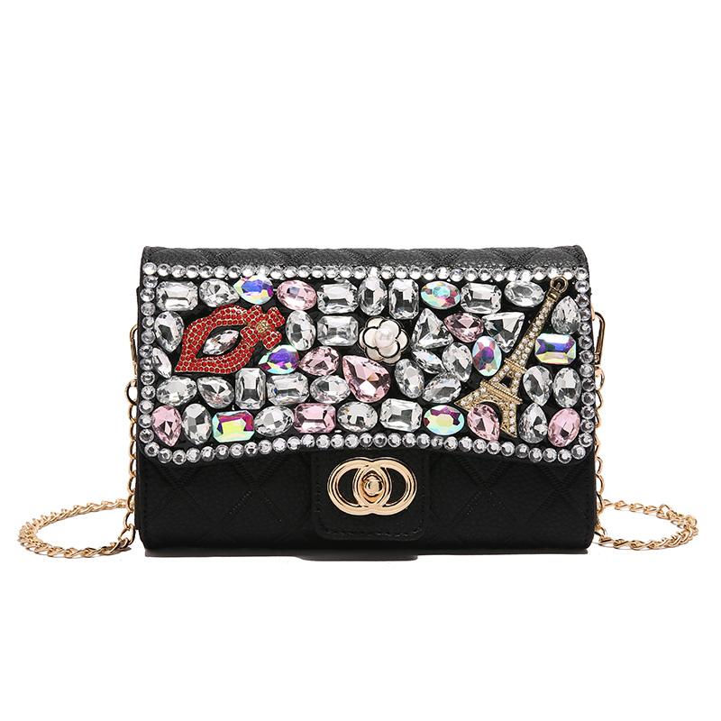Premium bag women's new versatile small fragrant chain messenger bag fashionable diamond-encrusted clutch bag dinner bag