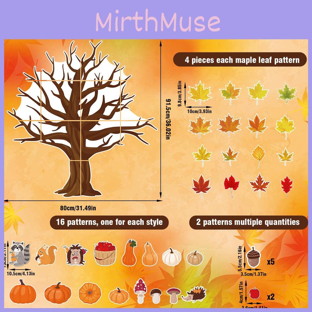Fall Thanksgiving Season Maple Leaf Wall Stickers Paper Holiday Decor Classroom
