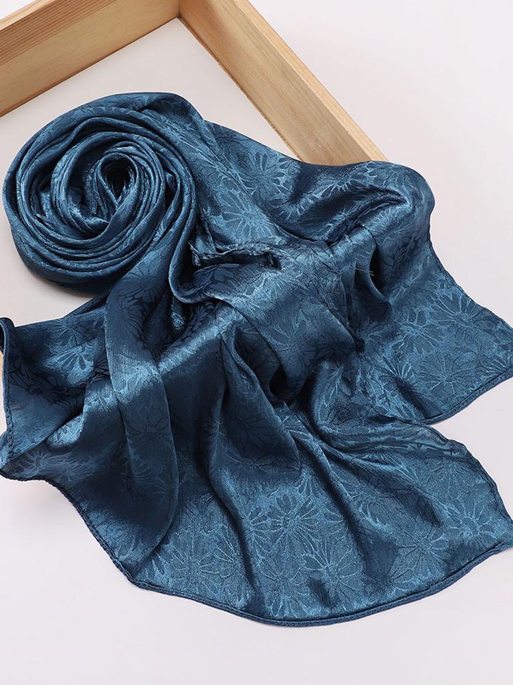 Elegant Women Silk Scarf Satin Solid Flower Wrap Shawl Sunscreen Bandana Hijab Mujer Scarve Pareo Beach Boho Headscarf Sweet New