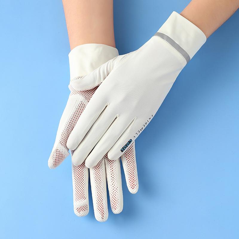 Gloves Summer UV Sun Protection Tram Outdoor Touch Full Finger Riding Ladies Screen Breathable Ice Silk Driving Gloves