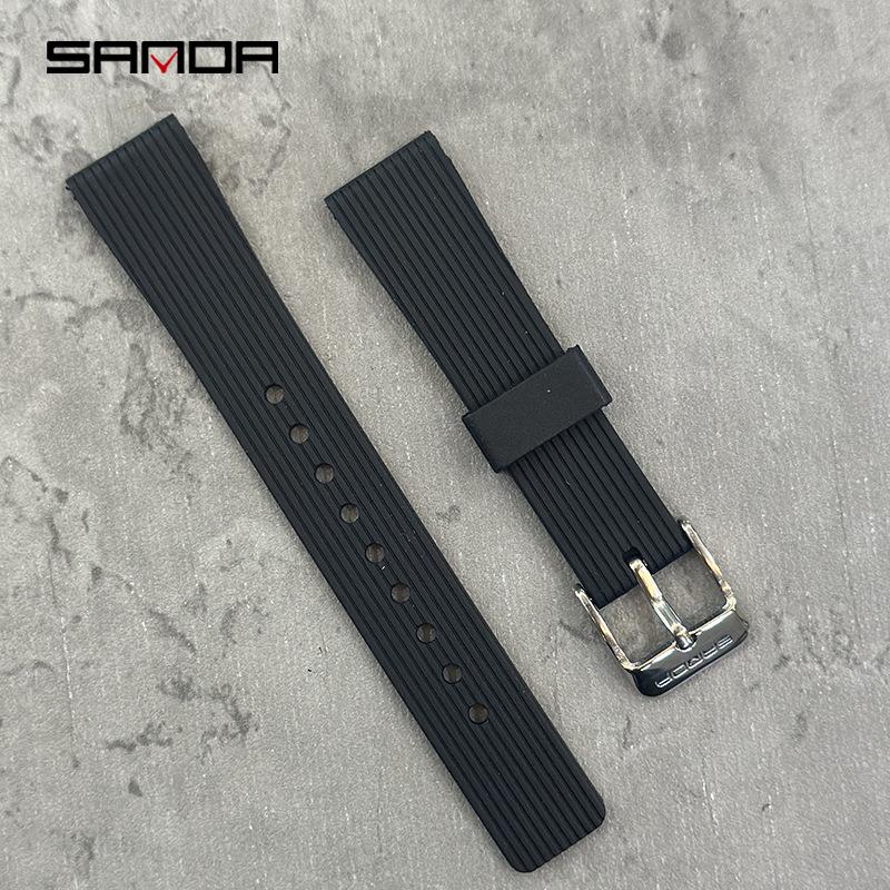 Sanda 739 Black TPU Strap Student Electronic Watch Accessory
