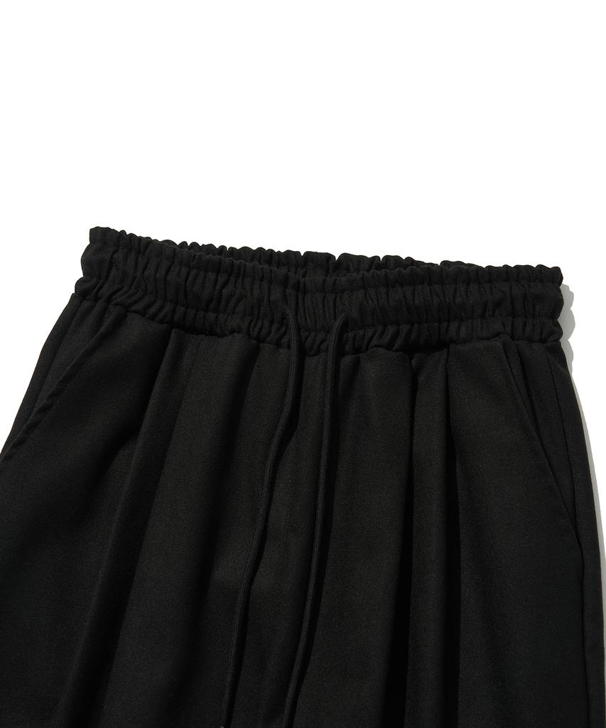 RAW LAB Relaxed Double-Pleat Wide Slacks (Black)