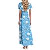 Women's Loose Casual V-Neck Short Sleeved High Waisted Print Dress