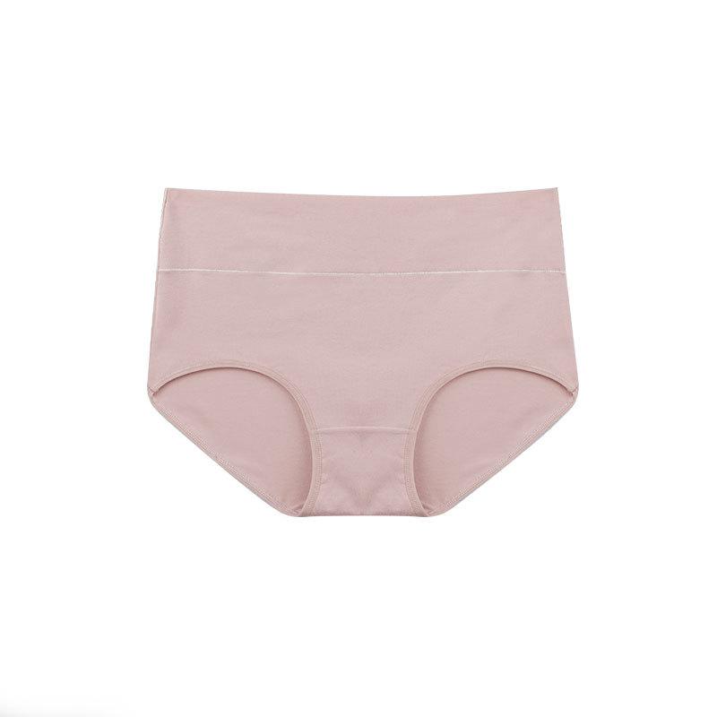Ladies Spring and Summer Classic Pure Color Cotton Breathable Comfortable High Waist Belly Lift Hip Briefs