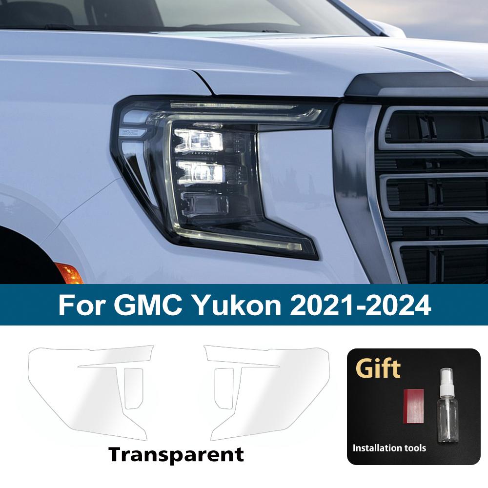 

For GMC Yukon 2015-2025 High Gloss Smoke Black Pre-Cut Headlight Protection Film TPU PPF Kit Anti-Scratch Vinyl Wrap Cover For Yukon 21-24 CLR