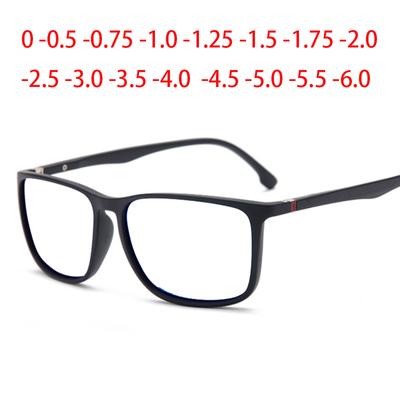 Óculos Quadrados Masculinos Hastes Finas Lentes Negativas Óculos de Prescrição Dioptria 0 -0.5 -0.75 -1.0 Até -6.0