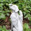 Resin Butterfly Angel Dog Sculpture Home Cute Pet Dog Memorial Statue for Outdoor Yard Spring Decor Garden Art Decoration